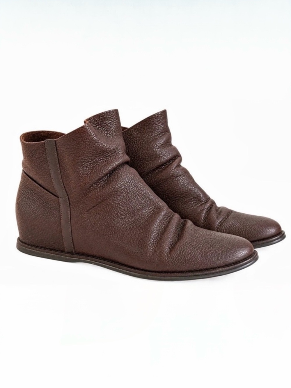 Stuart Weitzman Brown Leather Slouch Ankle Boots Hidden Wedge Designer SZ 8